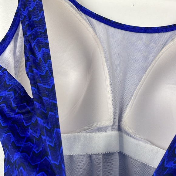 LL Bean Womens 16 Long Swimsuit UPF 50 Padded Cups Blue Beach Bathing Suit - Picture 6 of 9